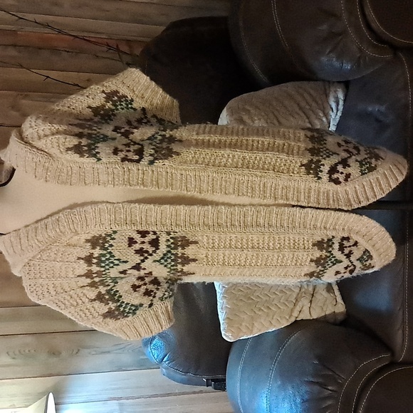 Aeropostale Chunky Hooded Short Sleeve Open Front Knit Sweater Wool Blend Size L - Picture 3 of 10